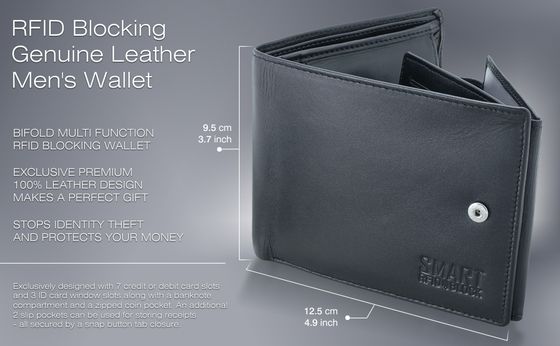Black RFID Leather Wallet Sizes