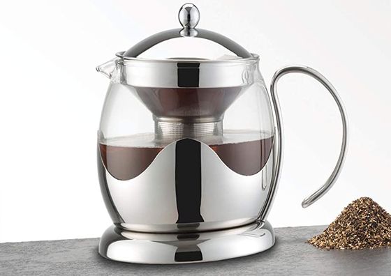 Borosilicate Glass Loose Tea Teapot With Curved Handle