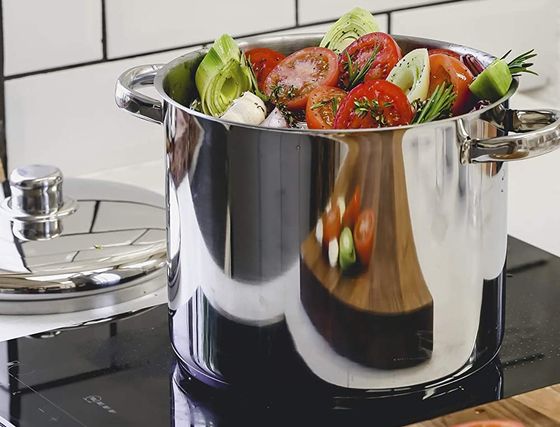 11 Litres Large Steel Stock Pot With Curved Lid