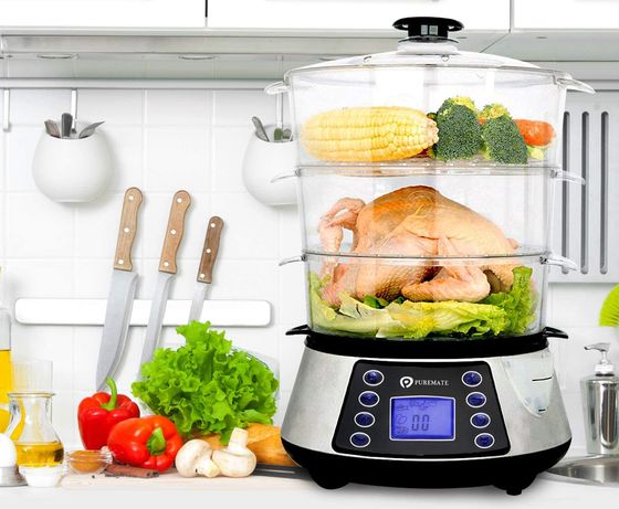 800 Watts Electric Food Steamer In White Exterior