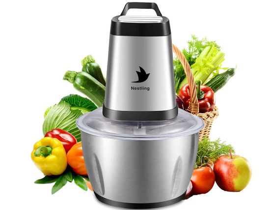 Veg Chopper With Hand On Top Pushing Down