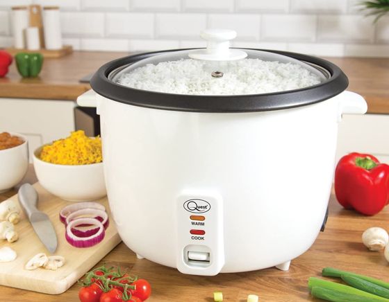 Quest Cook And Warm Rice Cooker In White With Steel Finish
