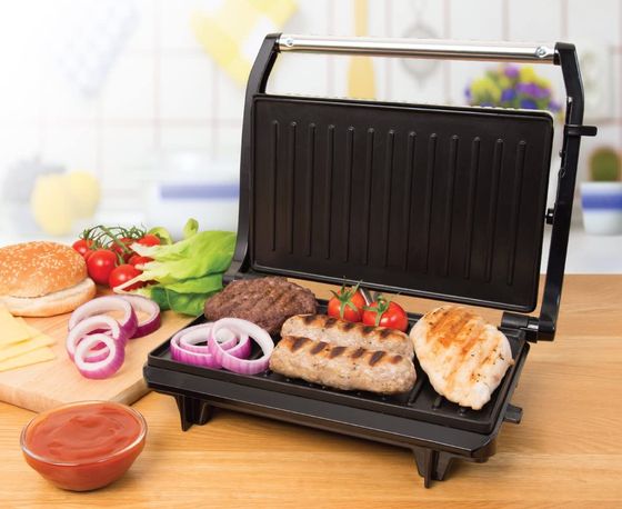 Panini Grill Griddle Maker In Chrome Finish