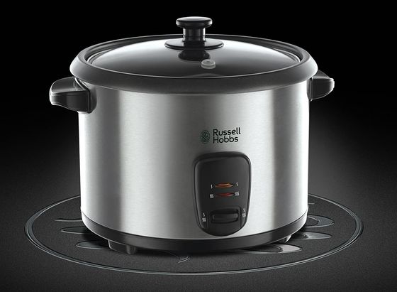 Large litre rice steamer with stainless-steel finish