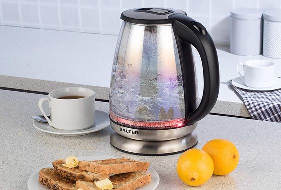 Bright Blue LED Kettle With Black Handle
