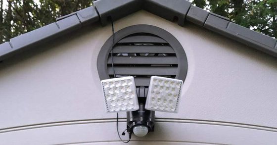 Bright LED security light on wall