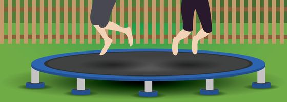 Trampoline People Jumping Together