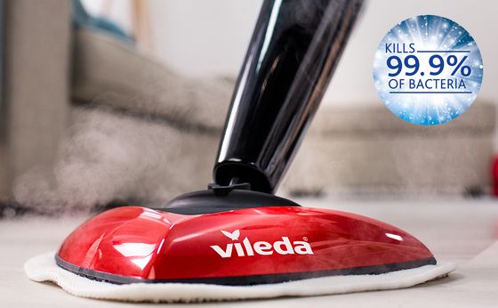 Red Hygienic Steam Mop On Rug
