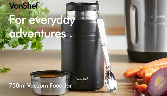 Black Thermo Flask With Spoon