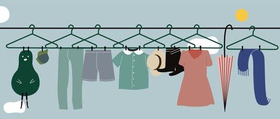 Outdoors Clothes Line With Black Hangers