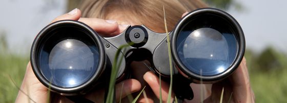 Black Binoculars In The Grass