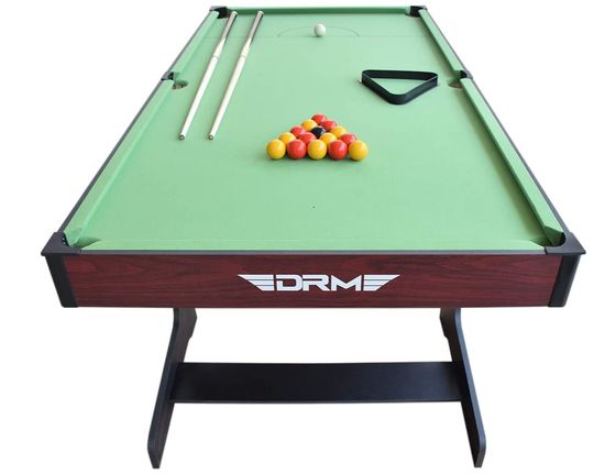 6 Foot Pool Table With Green Fabric Surface