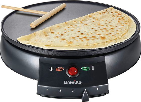 Coated Dish Crepe Maker With Wooden T-Stick