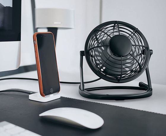 USB Fan With Rotating Head In Black And Silver