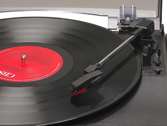 Record Player With Black Speakers
