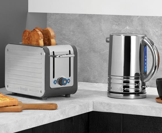 Kettle 2 Slice Toaster Set In Silver Effect