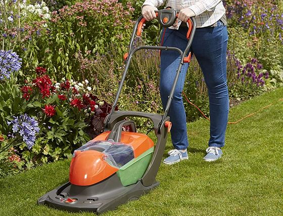 Electric Hover Mower In Orange/Grey Colour
