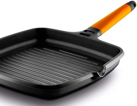 Cast Iron Grill Pan With Black/Orange Handle