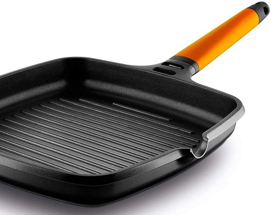 Black Induction Grill Pan With Orange Grip