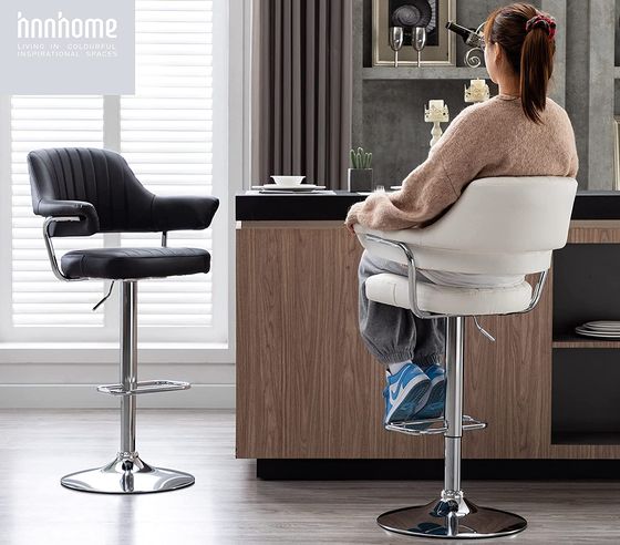 Metal Bar Stool With Back Rest In Black Finish