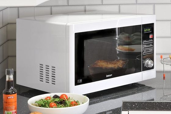 White Microwave Oven With Chrome Dial