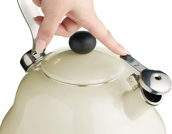 Cream Induction Kettle With Steel Grips