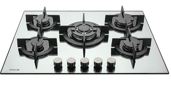 5 Burners White Style Gas On Glass Hob