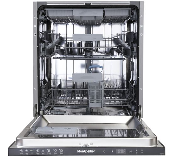 Black Narrow Dishwasher With Steel Racks