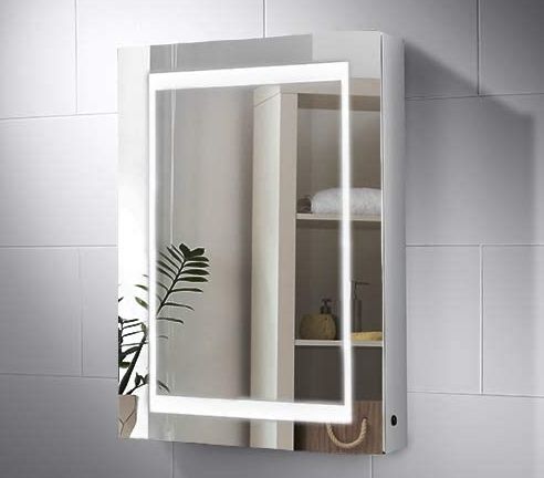 Steel Bathroom Cabinet Mirror With Square LED