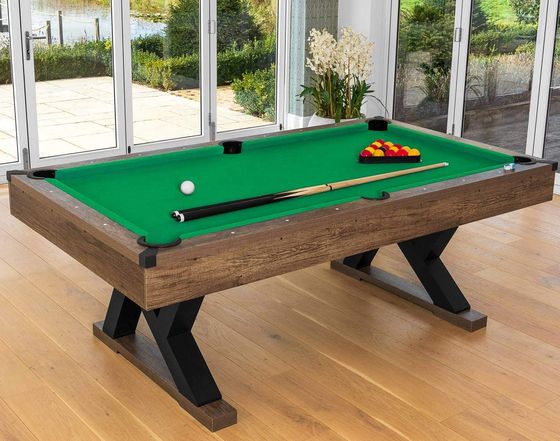 Pool Table With Balls And Cues