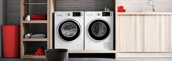 White Washing Machine And Dryer Under Counter