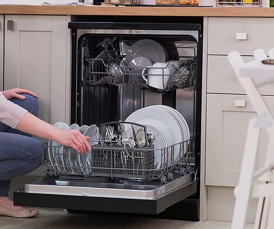 Black Freestanding Dishwasher With Black Exterior