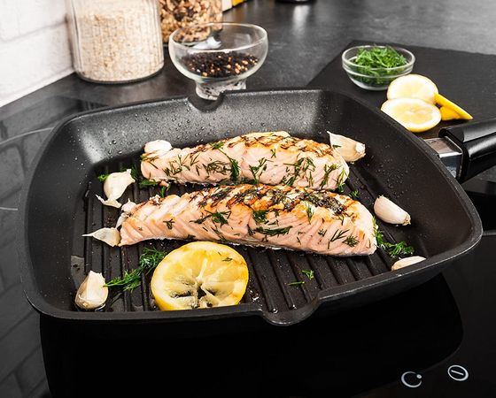 Induction Hob Griddle Pan With 2 Lips