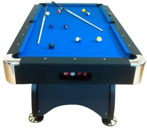 Big Pool Table With Balls And Blue Cloth