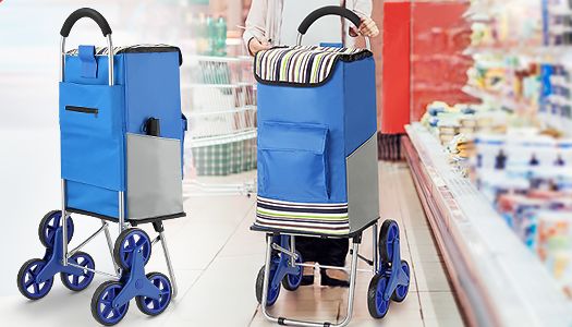 Folding Granny Trolley With Blue Exterior