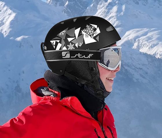 Black Snow Ski Helmet For Adults