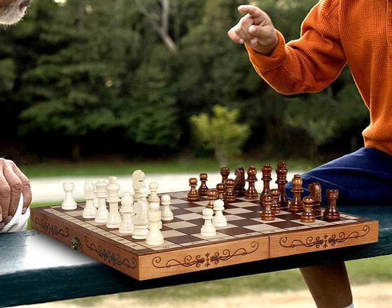 Wood Folding Hand Crafted Chess Set