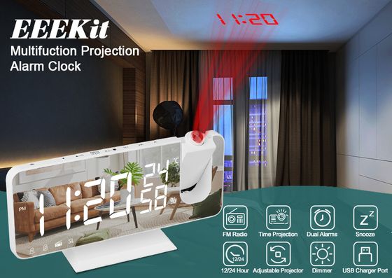 Projection Alarm Clock LED Mirror