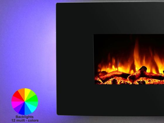 Black Electric Heater With Bright Glow