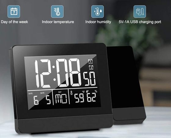 Dual Indoor USB Projection Alarm Clock