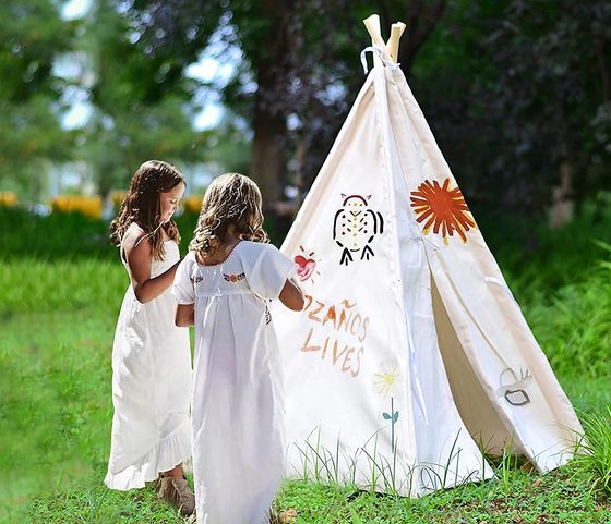 Teepee Tent With Kids Fairy Lights