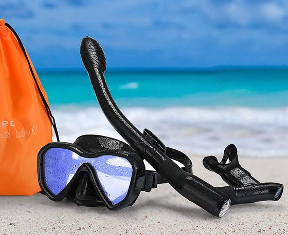 Black Anti-Fog Panoramic Snorkel Mask Set