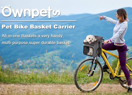 Grey Dog Bicycle Basket With Strip