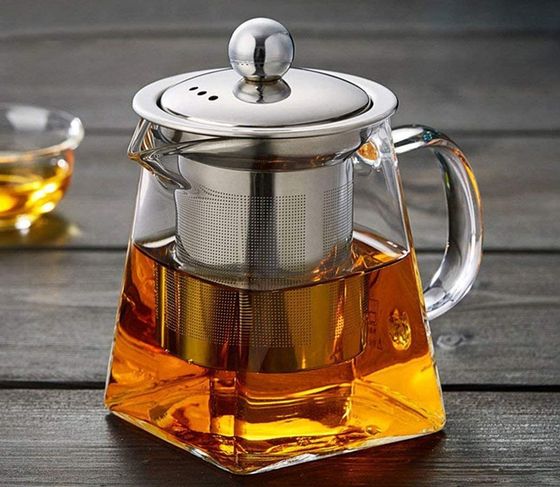Clear Glass Teapot With Square Base