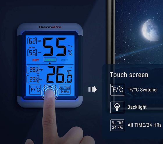 TP55 Thermometer Humidity Monitor With Big Digits