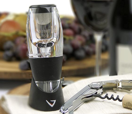 Red Wine Aerator On Top Of Bottle