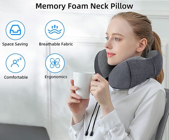 Grey Design Memory Foam Travel Pillow