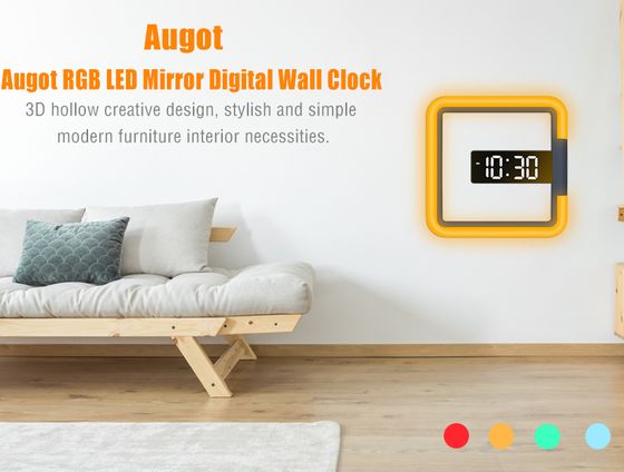 USB Power LED Mirror Digital Wall Clock