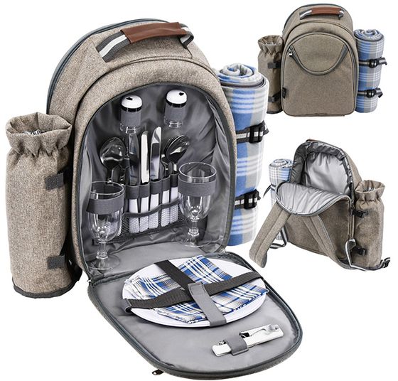 Premium Quality Picnic Rucksack With Cooler And White Plates