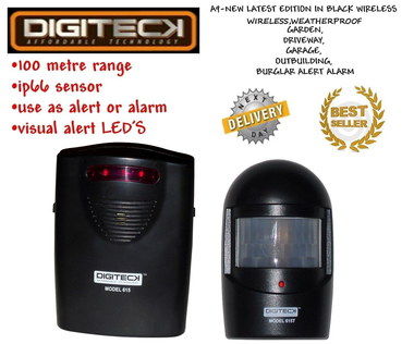 Wireless Driveway Alarm In Black With Red LED
